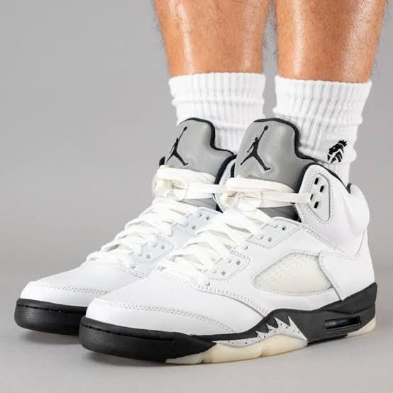 Buy First Copy Nike Jordan 5 Reverse Metallic White Black Shoes Online India