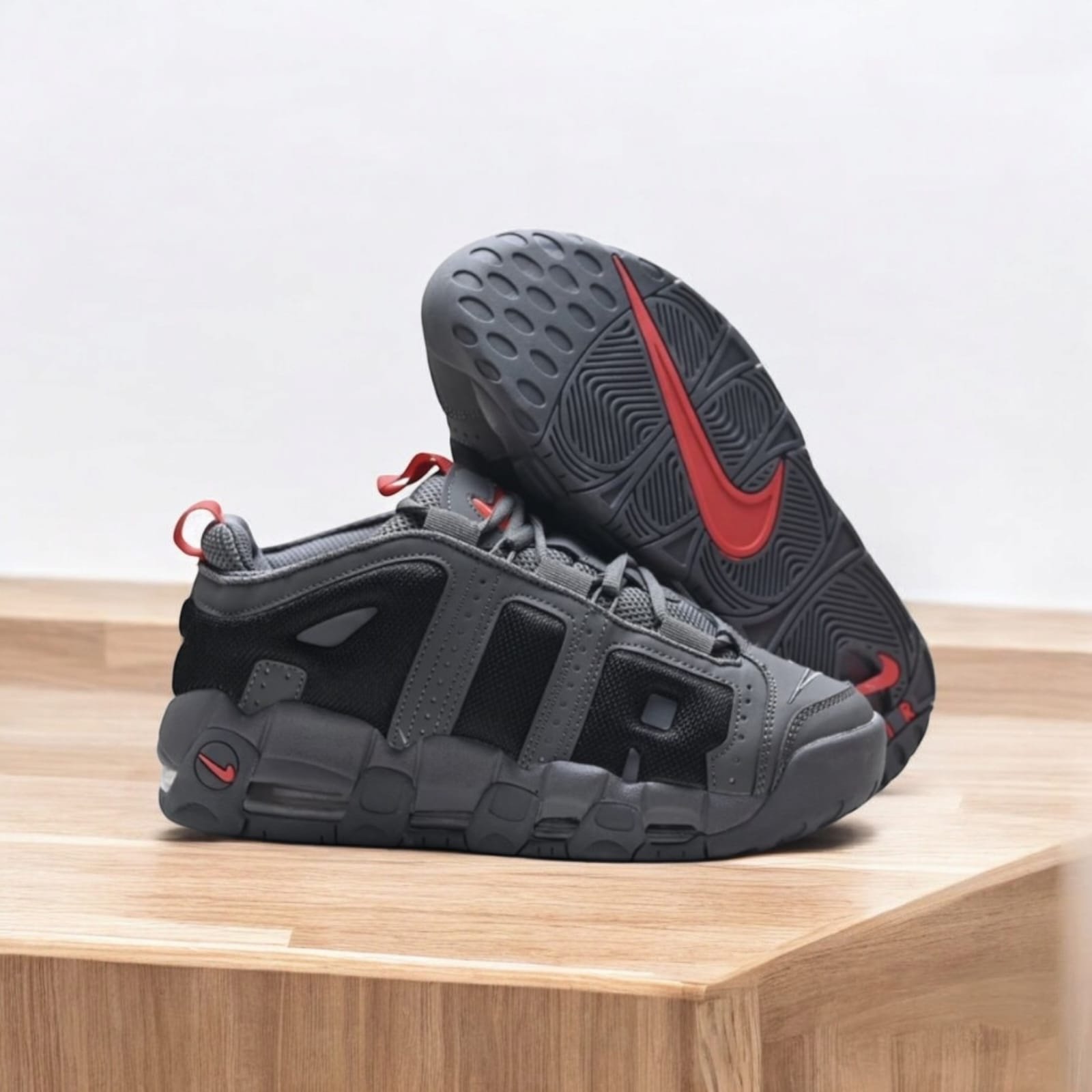 Buy First Copy Nike Air More Uptempo Grey Black Shoes Online India
