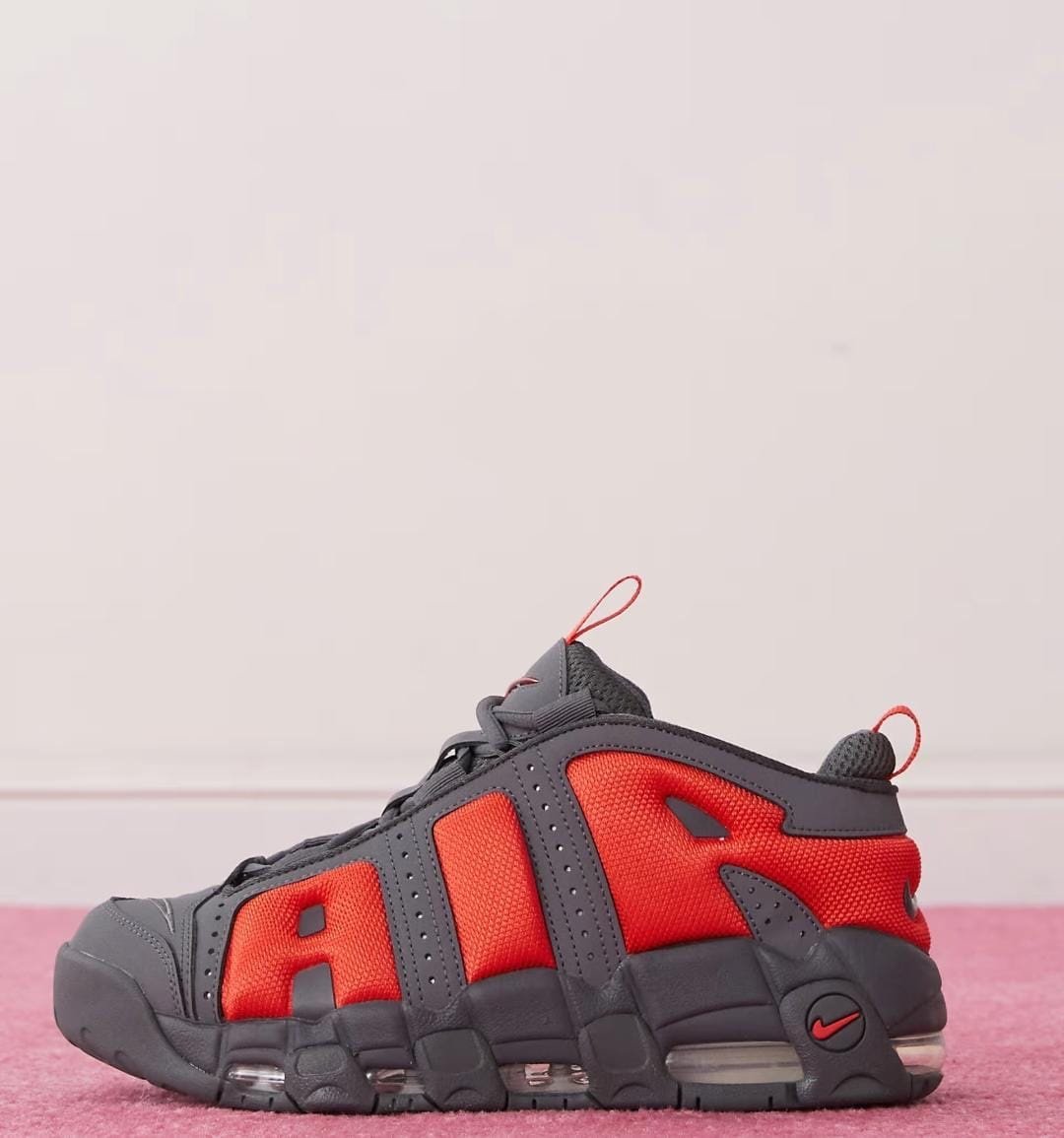 Buy First Copy Nike Air More Uptempo Dark Grey Light Crimson Shoes Online India