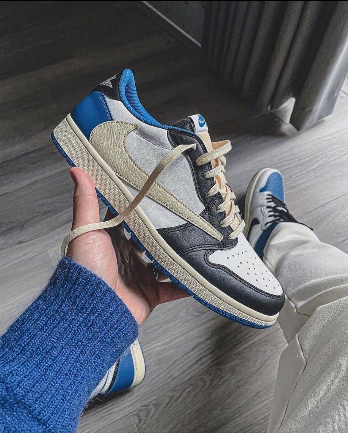 Premium Quality Nike Air Jordan Retro 1 Low Fragment X Travis Scott Surplus - Image 2