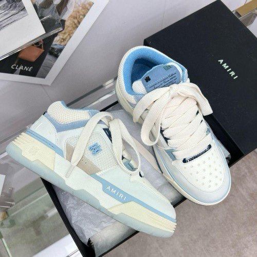 Buy First Copy Amiri MA 1 Low Top White Blue Shoes Online India