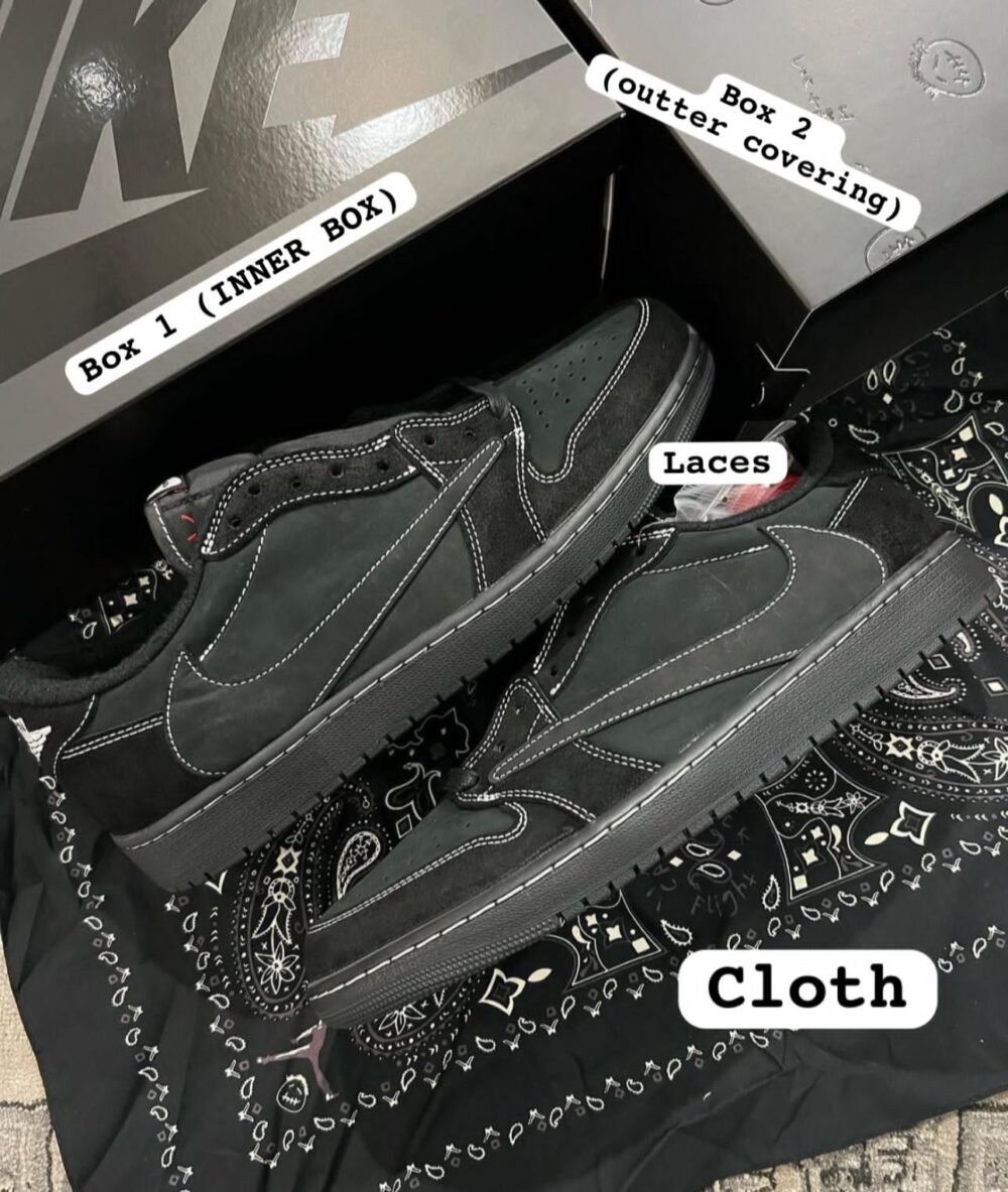 Nike Travis Scott x AJ1 Low Black Phantom SEMI UA - Image 3