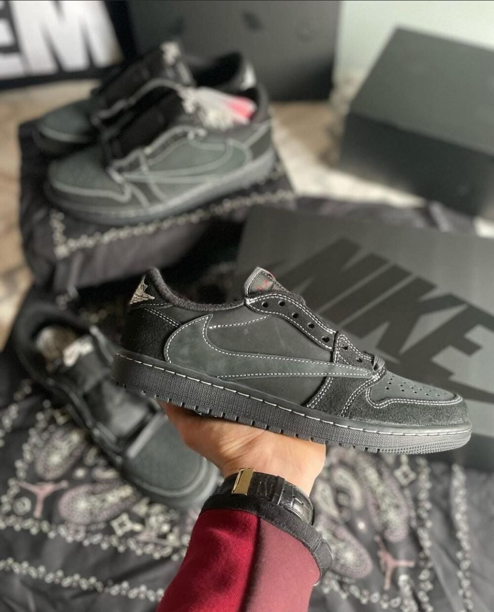 Nike Travis Scott x AJ1 Low Black Phantom SEMI UA - Image 4