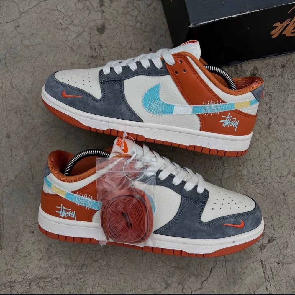 Nike Sb Dunk Low X Stussy Grey Orange - Image 6