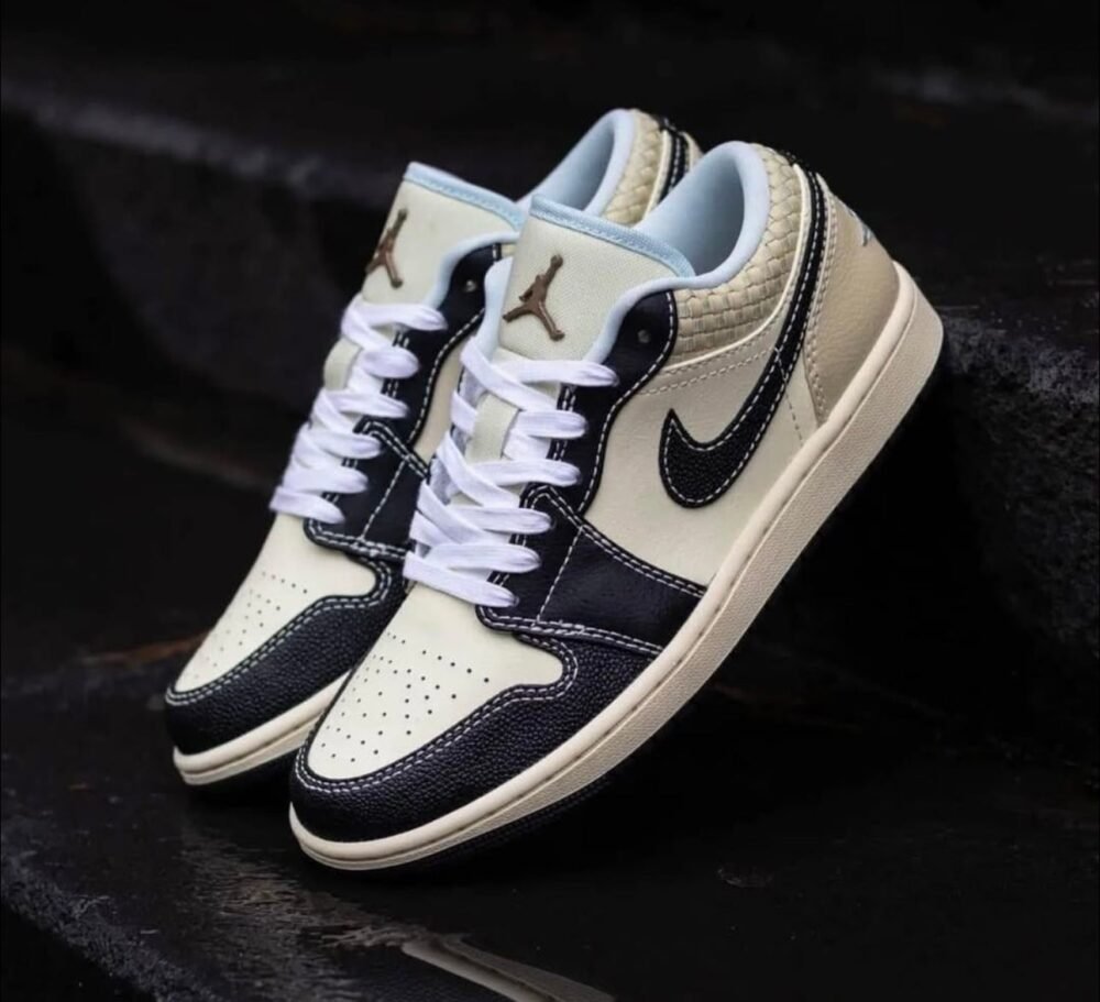 NIKE AIR JORDAN 1 LOW COCONUT MILK BLACK MUSLIN - Image 3