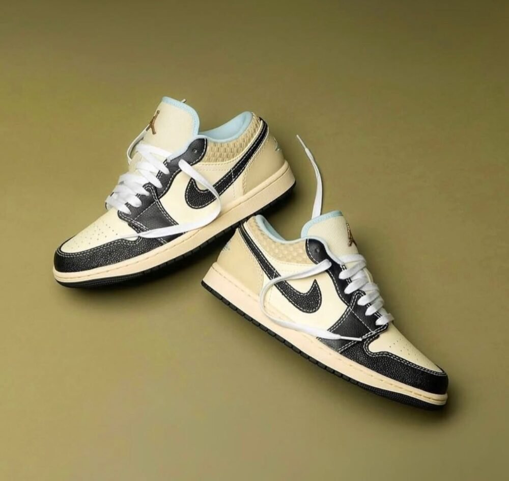 NIKE AIR JORDAN 1 LOW COCONUT MILK BLACK MUSLIN - Image 2