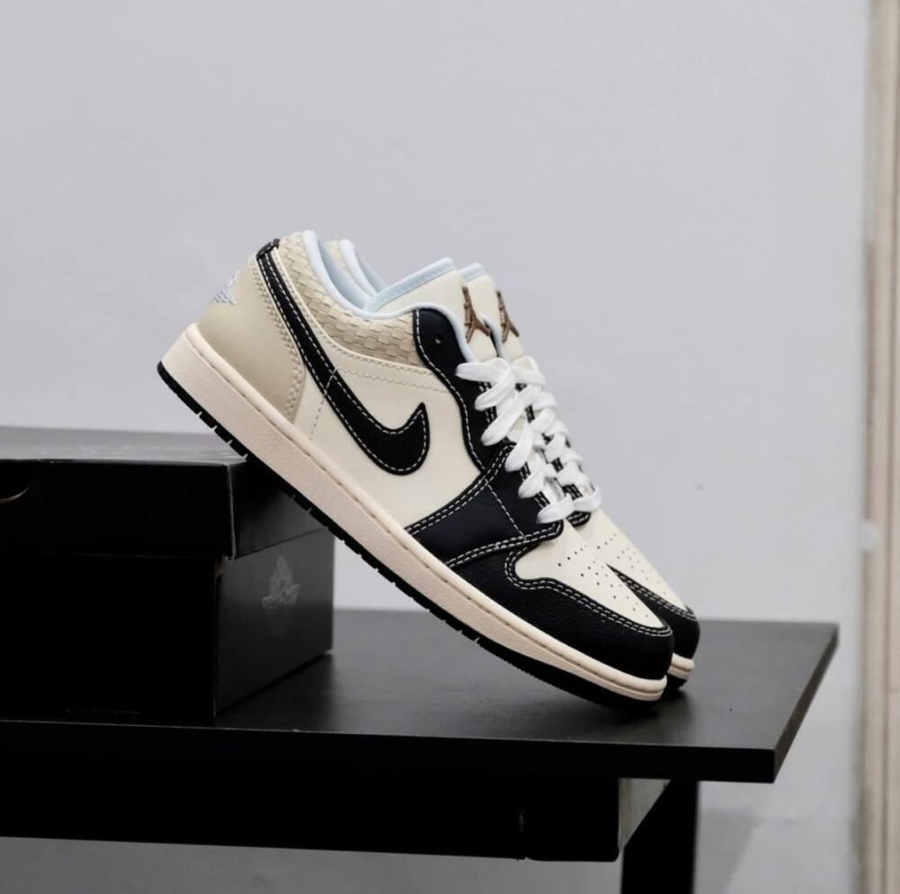NIKE AIR JORDAN 1 LOW COCONUT MILK BLACK MUSLIN - Image 4