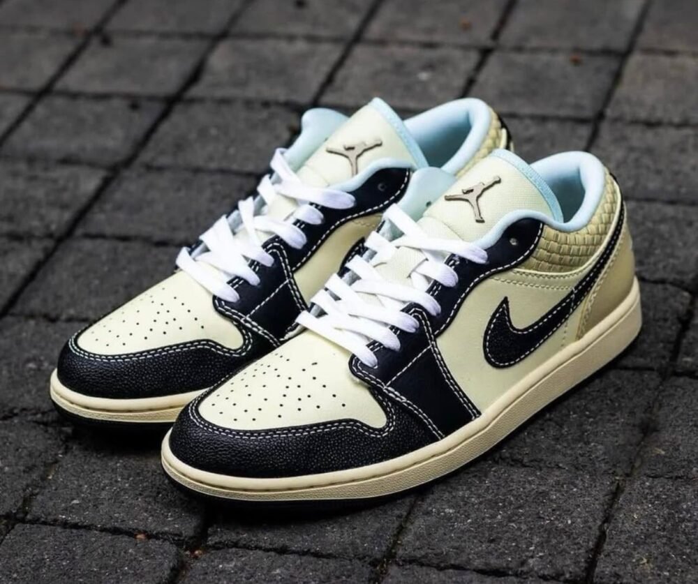 NIKE AIR JORDAN 1 LOW COCONUT MILK BLACK MUSLIN - Image 5