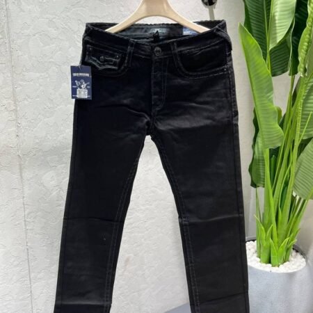TR ProductBlack Straight Fit Premium Imported Fabric Denim with Back Flap pockets and Embroidered work 3774-4659