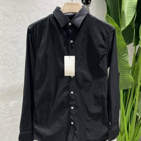 CK Black Imported Premium Shirt Cotton Lycra With Embroidered Logo and custom Branded Button Tagging And Brand Poly Bag 2968