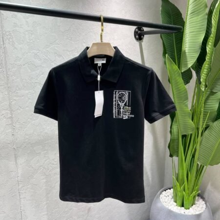 LAC Black Premium Cotton Pique fabric Polo Tshirt with Front Design and Embroidered Logo 4514