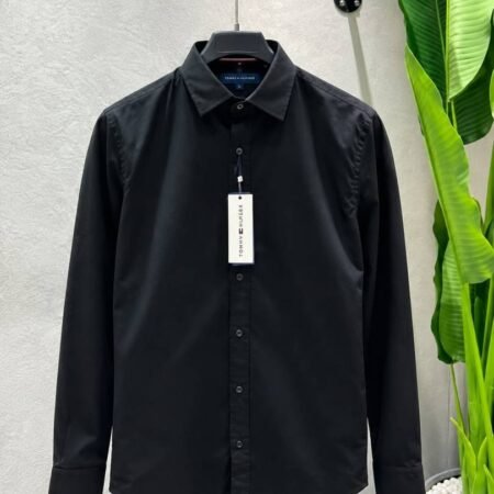 LAC Black Premium Shirt 100% Cotton Lycra With custom Branded Button Tagging And Brand Poly Bag 2855