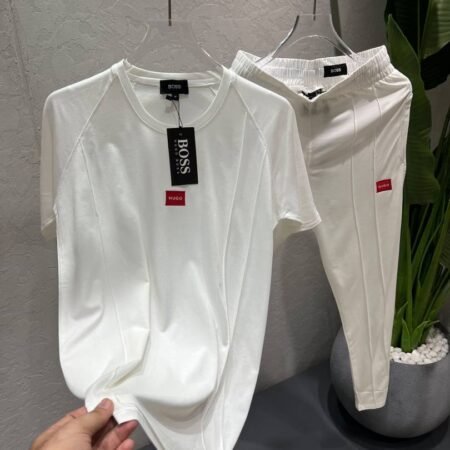 BOS White Premium Tracksuit with Soft Cotton Fabric nd Emboss Logo 4470