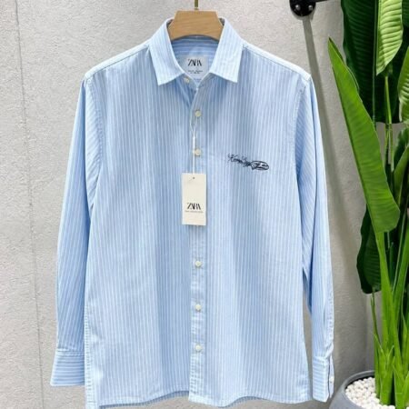 Zar Premium Imported Cotton Lycra Fabric Boxy Fit Shirt With Front and Back Embroidered Logo 4578