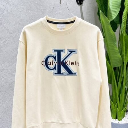 CK Cream Premium Imported Interlock Cotton 380 GSM Embroidered Logo sweatshirt 3356