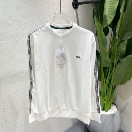 LAC White Premium Imported Interlock Cotton 380 GSM Shoulder Strip and Embroidered Logo Sweatshirt 3392