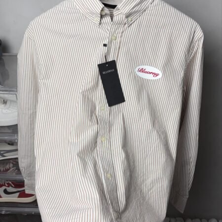 BLUORNG Premium Striped Cotton Shirt Light Taupe