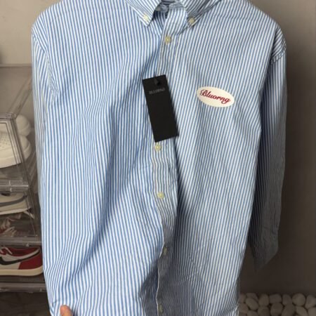 BLUORNG Premium Striped Cotton Shirt Sky Blue