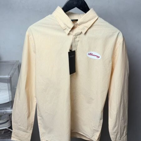 BLUORNG Premium Striped Cotton Shirt Mustard Yellow